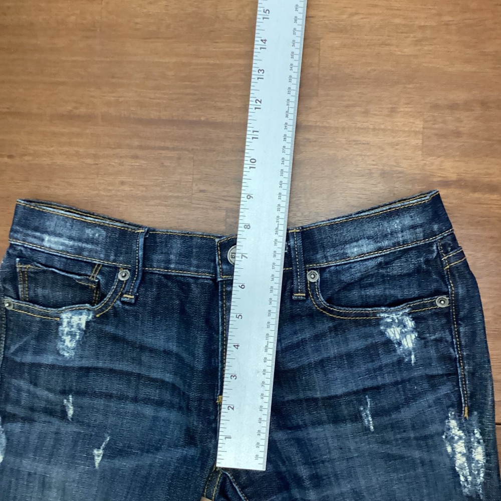 Driftwood Womens Distressed Raw Hem Straight Leg Jeans Dark Wash Size 27 - Picture 5 of 8